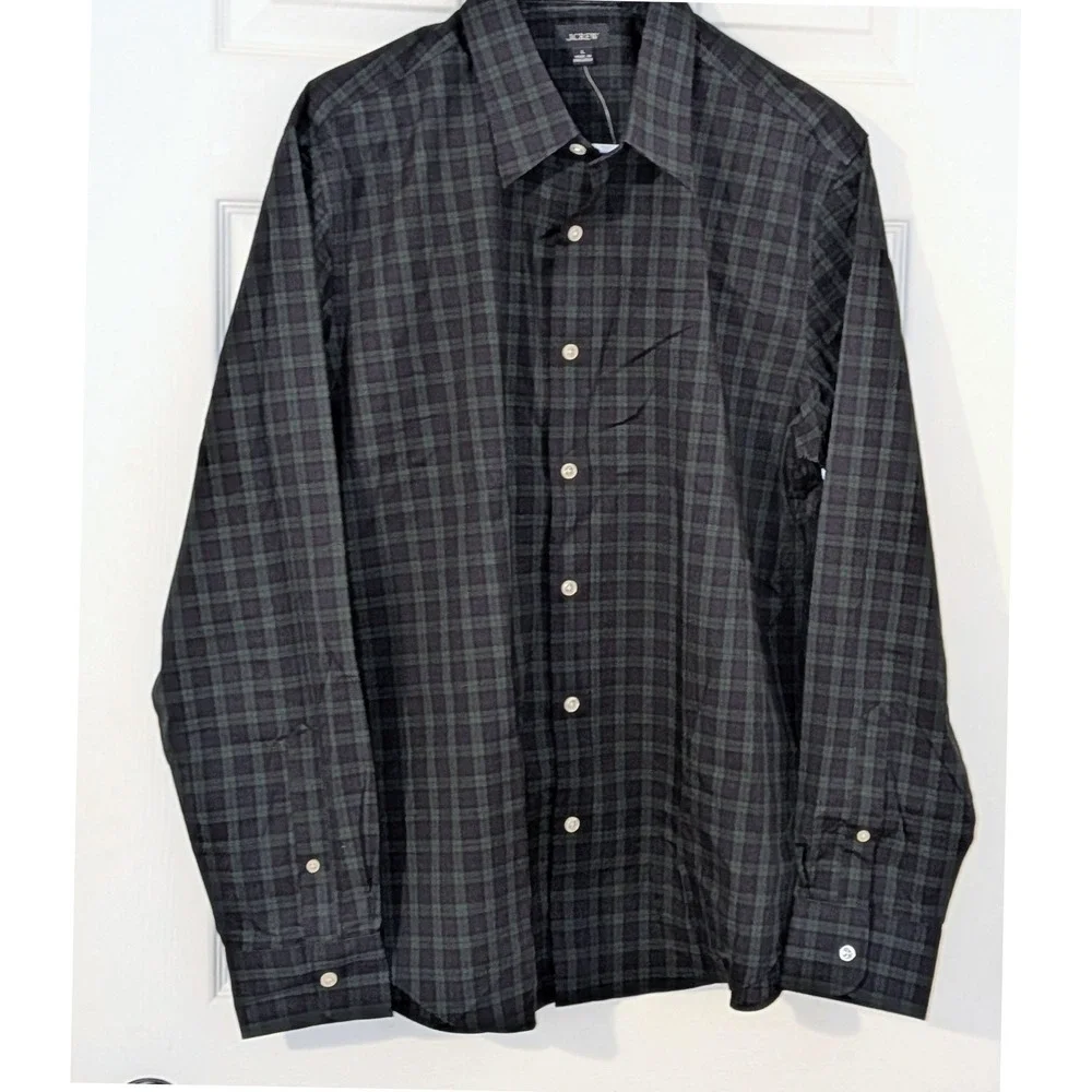 J.Crew Mens Slim Fit‎ Black Watch Plaid Button Down Shirt  Large NWOT $98